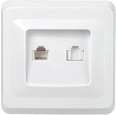 IEK VEGA РK/T12-ВБ Розетка 2-ая комп. и телеф. RJ11/RJ45 ВЕГА белый