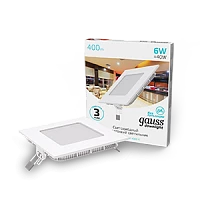 Gauss Светильник Slim квадрат 6W 400lm 4000K 180-265V IP20 монтаж Ø105*105 120*120*22 LED