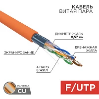 Кабель FTP 4PR 23AWG CAT6 305м ZH нг(А)-HF Rexant