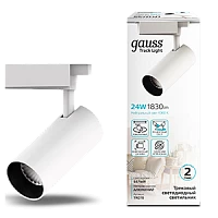 Gauss Светильник трековый цилиндр 24W 1830lm 4000K 180-240V IP20 65*210мм белый угол 24º LED