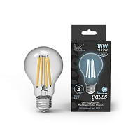 Gauss Лампа Filament А60 18W 1650lm 4100К Е27 LED 1/10/40