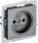 IEK BRITE Розетка 1-местная без заземления без защитных шторок 10А РС10-1-0-БрС сталь