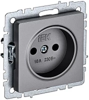 IEK BRITE Розетка 1-местная без заземления без защитных шторок 10А РС10-1-0-БрС сталь