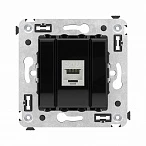 DKC Компьютерная розетка RJ-45 без шторки в стену, кат.6А одинарная экранированная, "Avanti", "Черный квадрат"