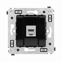 DKC Компьютерная розетка RJ-45 без шторки в стену, кат.6А одинарная экранированная, "Avanti", "Черный квадрат"