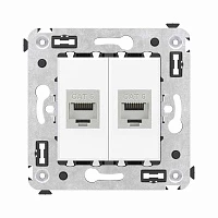 DKC Компьютерная розетка RJ-45 без шторки в стену, кат.6 двойная экранированная, "Avanti", "Белое облако"
