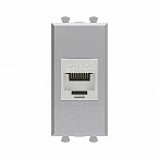 DKC Компьютерная розетка RJ-45 без шторки модульная, кат.6А экранированная, "Avanti", "Закаленная сталь", 1 модуль