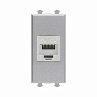 DKC Компьютерная розетка RJ-45 без шторки модульная, кат.6А экранированная, "Avanti", "Закаленная сталь", 1 модуль