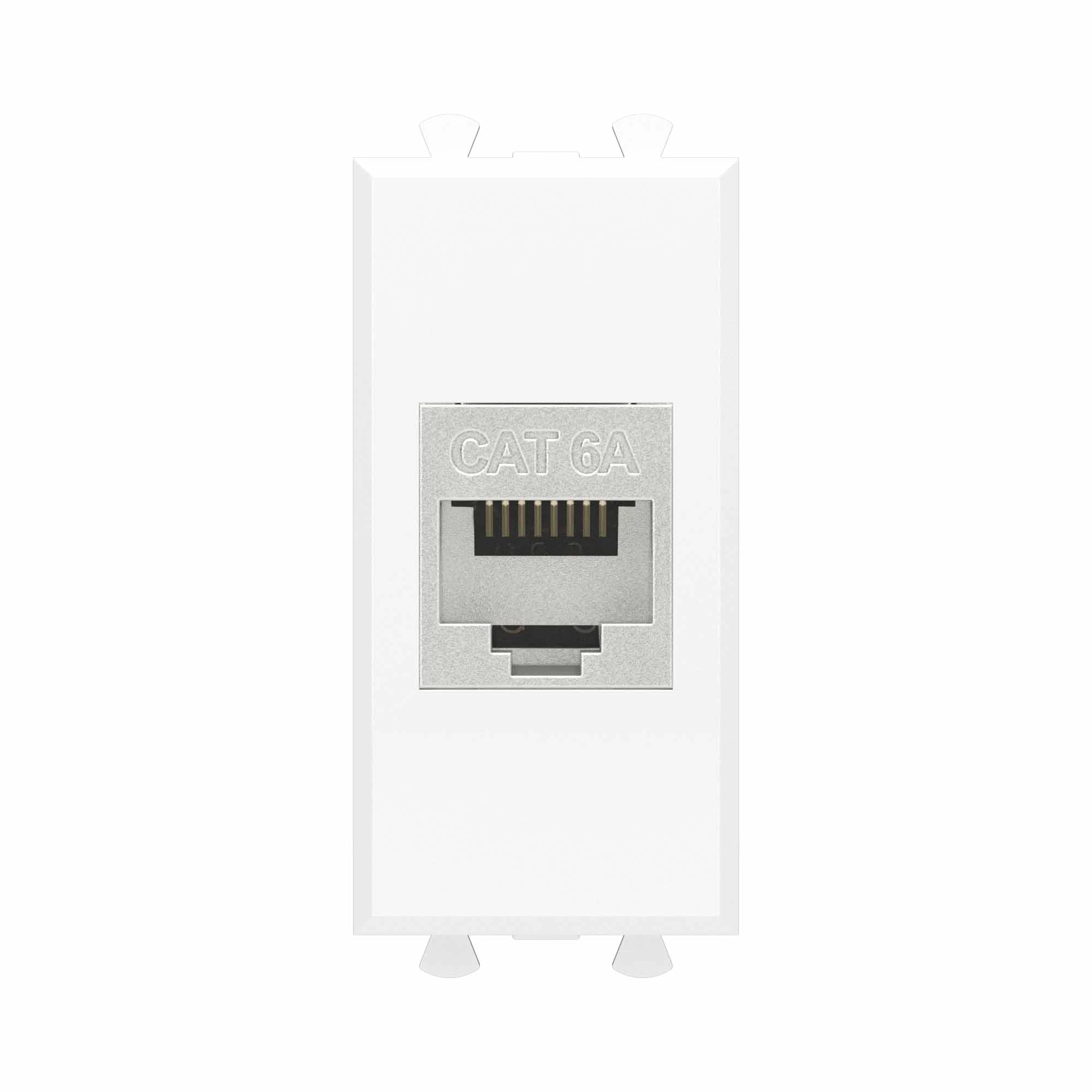 DKC Компьютерная розетка RJ-45 без шторки модульная, кат.6А экранированная, "Avanti", "Белое облако", 1 модуль