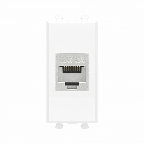 DKC Компьютерная розетка RJ-45 без шторки модульная, кат.6А экранированная, "Avanti", "Белое облако", 1 модуль