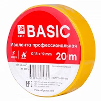 EKF Basic Изолента класс А (0,18х19мм) (20м.) желтая