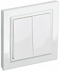 IEK BRITE Выключатель 2-клавишный 10А в сборе ВСР10-2-0-БрБ белый