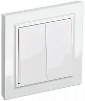 IEK BRITE Выключатель 2-клавишный 10А в сборе ВСР10-2-0-БрБ белый
