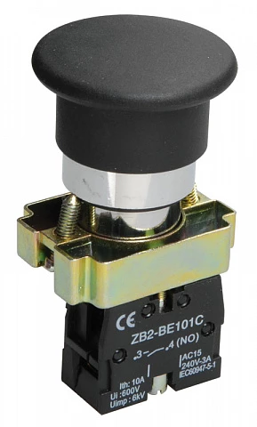 IEK LAY5 Кнопка управления LAY5-BC21 Грибок без подсветки черная 1з