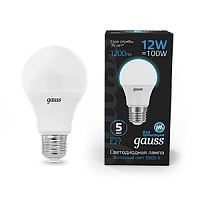 Gauss Лампа A60 12W 1200lm 6500K E27 LED 1/10/50
