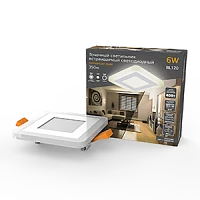 Gauss Светильник Backlight кв 3+3W 350lm 3000K 180-265V IP20 монт Ø85 105*105*31мм 3 реж LED