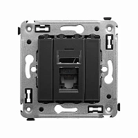 DKC Компьютерная розетка RJ-45 в стену, кат.6А одинарная, "Avanti", "Черный матовый"