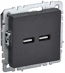 IEK BRITE Роз. USB A+A 3,1А РЮ10-1-БрЧ черн.