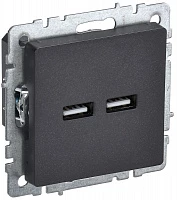 IEK BRITE Роз. USB A+A 3,1А РЮ10-1-БрЧ черн.