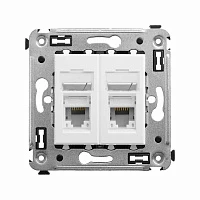DKC Компьютерная розетка RJ-45 в стену, кат.6 двойная,"Avanti", "Белое облако"