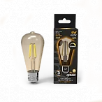 Gauss Лампа Filament ST64 6W 620lm 2400К Е27 golden диммируемая LED 1/10/40