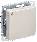 IEK BRITE Розетка 1-местная с заземлением с защитными шторками и крышкой 16А IP44 РСбш10-3-44-БрКр бежевый