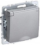 IEK BRITE Розетка 1-местная с заземлением с защитными шторками и крышкой 16А IP20 РСбш10-3-БрА алюминий