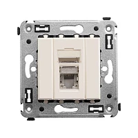 DKC Компьютерная розетка RJ-45 в стену, кат.5e одинарная экранированная, "Avanti","Ванильная дымка"