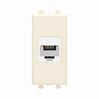 DKC Телефонная розетка RJ-12 без шторки модульная, "Avanti", "Ванильная дымка", 1 модуль