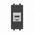 DKC Компьютерная розетка RJ-45 без шторки модульная, кат.6 экранированная, "Avanti", "Черный матовый", 1 модуль