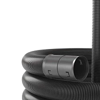 DKC Двустенная труба ПНД гибкая для открытой прокладки д.90мм, SN8, 540Н, ПВ-0, УФ, с протяжкой, в бухте 50м, цвет черный
