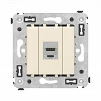 DKC Компьютерная розетка RJ-45 без шторки в стену, кат.5e одинарная экранированная, "Avanti", "Ванильная дымка"