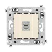 DKC Компьютерная розетка RJ-45 без шторки в стену, кат.5e одинарная экранированная, "Avanti", "Ванильная дымка"