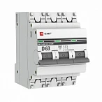 EKF PROxima ВА 47-63M  Автоматический выключатель  (D) 3P 63А 6кА с электромагнитным расцепителем