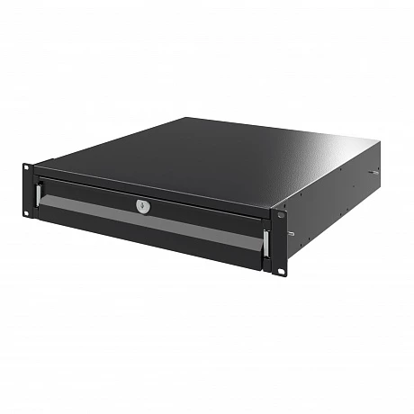 DKC Ящик 2U выдвижной с ключом, глубина 300мм, для 19" IT-корпусов, RAL9005