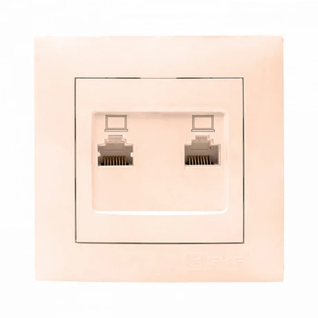 EKF PROxima Валенсия розетка компьютерная RJ-45 2-местная кремовая