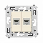 DKC Компьютерная розетка RJ-45 без шторки в стену, кат.6 двойная экранированная, "Avanti", "Ванильная дымка"