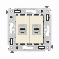DKC Компьютерная розетка RJ-45 без шторки в стену, кат.6 двойная экранированная, "Avanti", "Ванильная дымка"