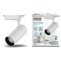 Gauss Светильник трековый цилиндр 32W 2750lm 4000K 180-240V IP20 75*220мм белый угол 24º LED