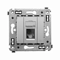 DKC Компьютерная розетка RJ-45 в стену, кат.6 одинарная,"Avanti", "Закаленная сталь"
