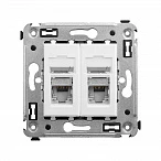 DKC Компьютерная розетка RJ-45 в стену, кат.5e двойная экранированная, "Avanti", "Белое облако"