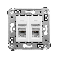 DKC Компьютерная розетка RJ-45 в стену, кат.5e двойная экранированная, "Avanti", "Белое облако"
