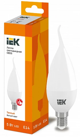 IEK Лампа светодиодная ECO CB35 свеча на ветру 5Вт 230В 3000К E14