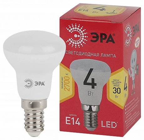 ЭРА Лампочка светодиодная RED LINE LED R39-4W-827-E14 R Е14 / E14 4Вт рефлектор теплый белый свет