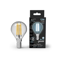 Gauss Лампа Filament Шар 13W 1150lm 4100К Е14 LED 1/10/50