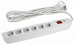 ЭРА Сетевой фильтр SFX-6es-2m-W с надежной защитой с заземлением с выключателем 6 розеток 2м 10А белый