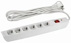 ЭРА Сетевой фильтр SFX-6es-4m-W с надежной защитой с заземлением с выключателем 6 розеток 4м 10А белый