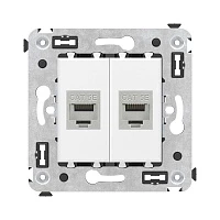 DKC Компьютерная розетка RJ-45 без шторки в стену, кат.5e двойная экранированная, "Avanti", "Белое облако"