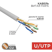 Кабель UTP 4PR 24AWG CAT5e 25м Rexant