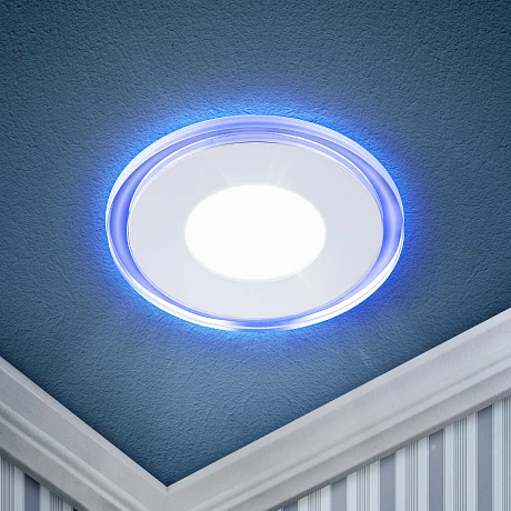 ЭРА LED 3-9 BL Светильник светодиодный круглый c cиней подсветкой LED 9W 220V 4000K